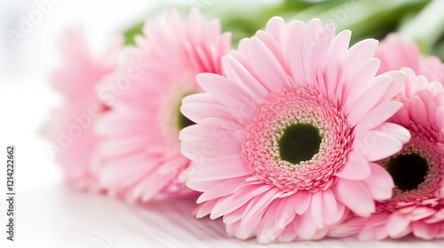 Closeup of Bright Pink Gerbera Daisies with Soft Focus Background : Generative AI