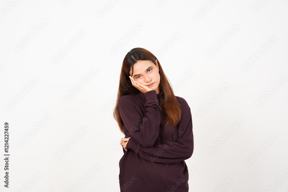 Tired and Boring Gesture Of Beautiful Asian Woman Isolated On White Background Tired and Boring Gesture Of Beautiful Asian Woman Isolated On White Background
