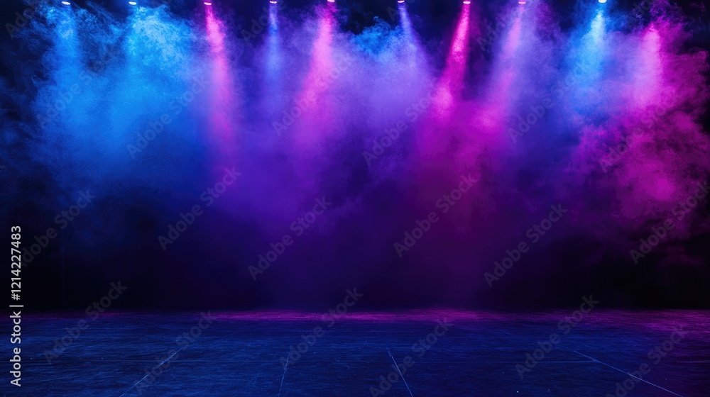 Naklejka premium The dark stage shows, empty dark blue, purple, pink background