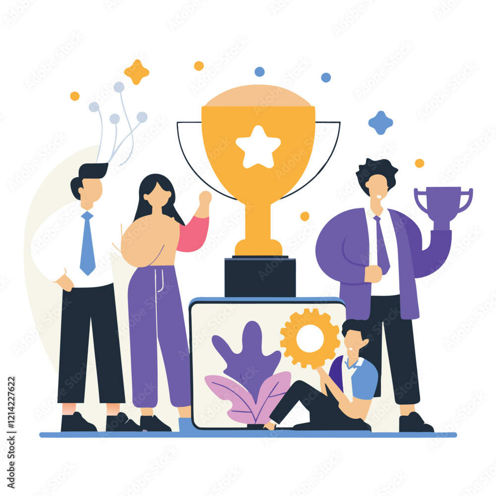 Celebrating Teamwork and Success with a Trophy Celebrating Teamwork and Success with a Trophy