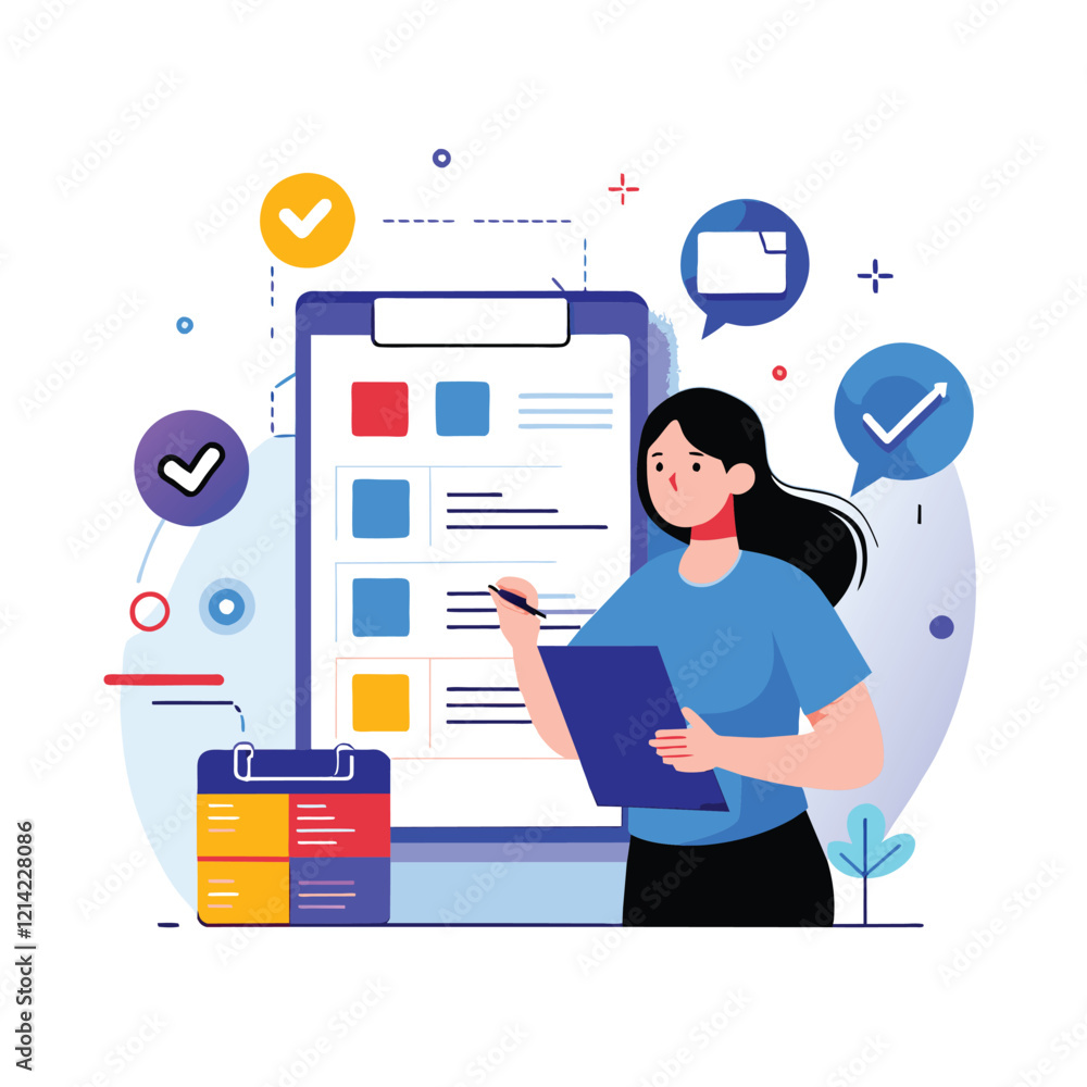 task management manage project list productivity flat illustration task management manage project list productivity flat illustration