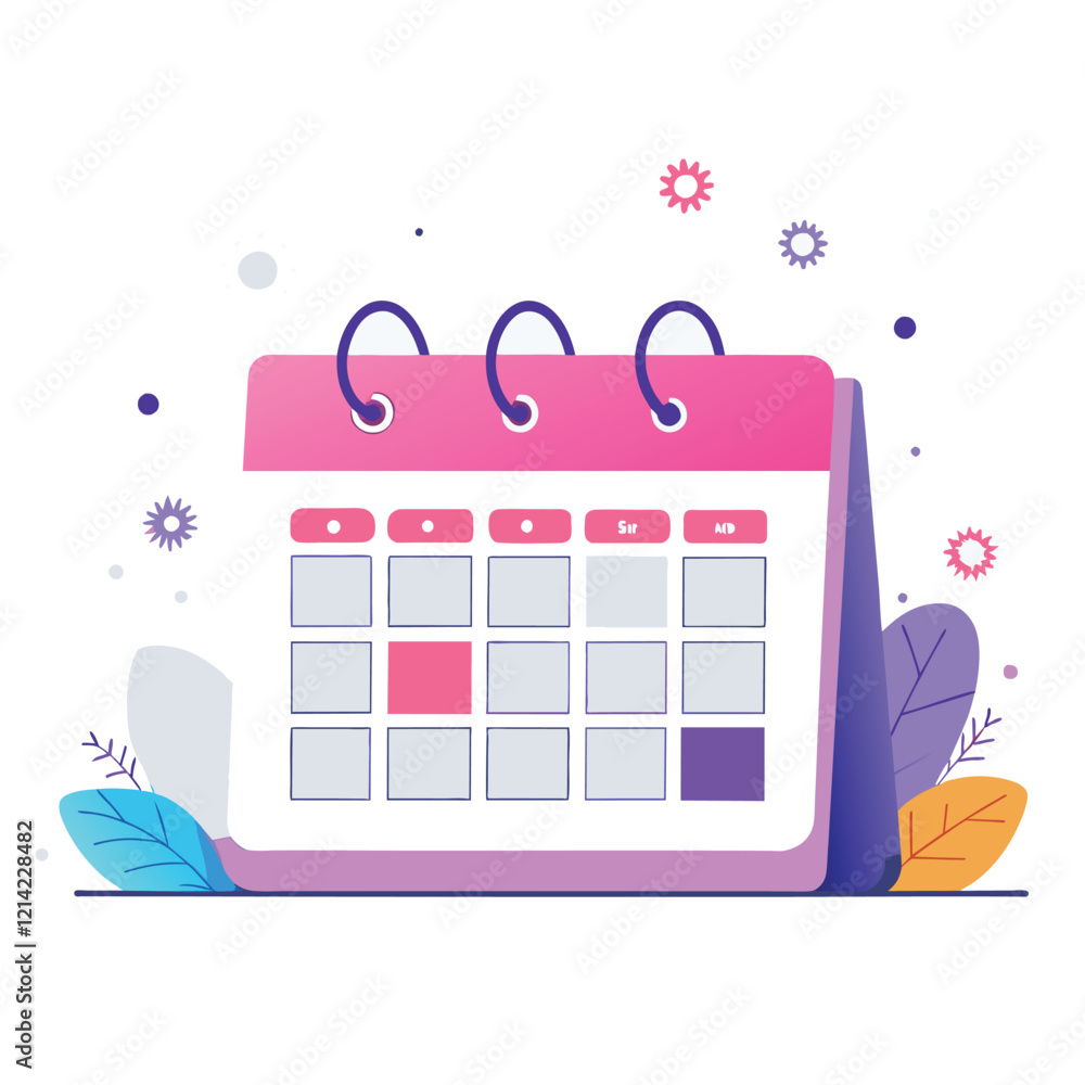 Obraz premium coronavirus covid 19 quarantine schedule calendar flat illustration 