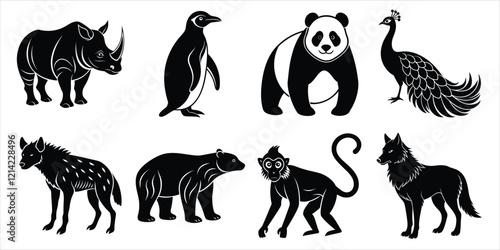 Photography Wild animals silhouette set. Animals vector illustration