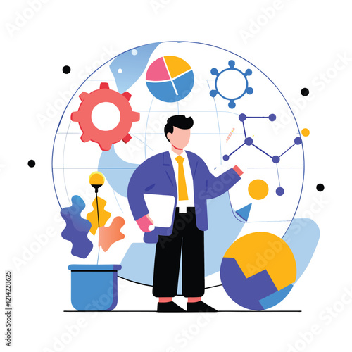  globalization global business vision world flat illustration  