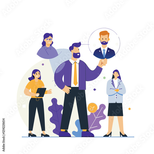 problem root cause analysis research leadership flat illustration  