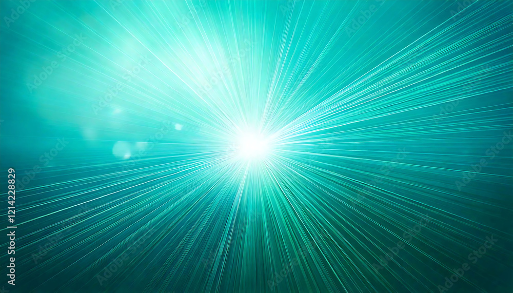 Fototapeta premium Stunning teal abstract background. Radiating light creates a dynamic, energetic feel, perfect for technology, speed, or spiritual concepts. Ideal for websites, presentations, and design projects.