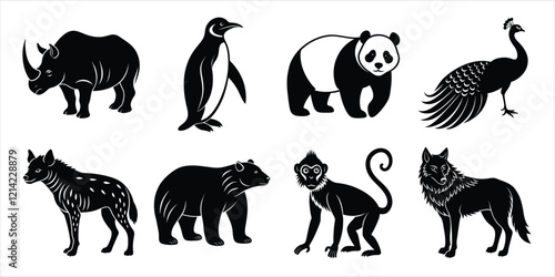 Photography Wild animals silhouette set. Animals vector illustration