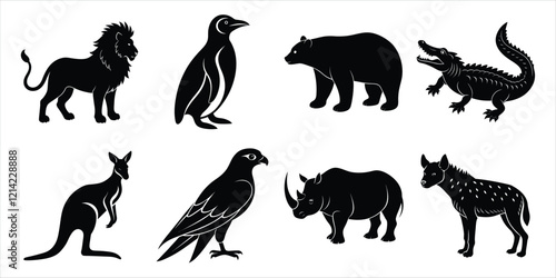 Photography Wild animals silhouette set. Animals vector illustration