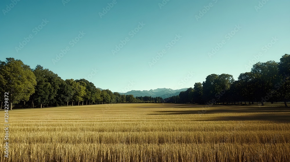 Obraz premium lush_green_farm_field_under_a_clear_blue_sky_agriculture