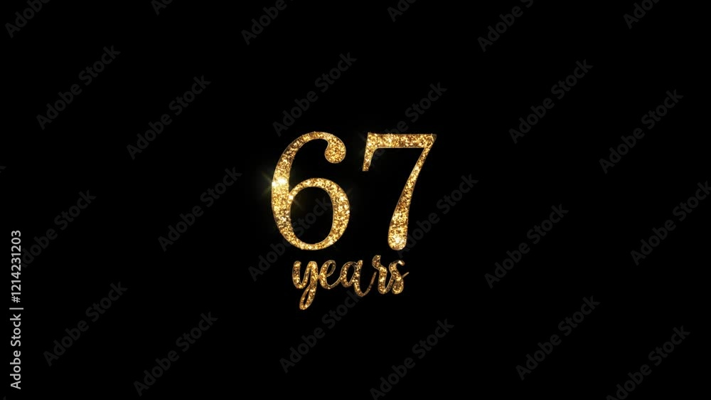 Happy 67th birthday with alpha channel, golden greeting, sixty seven years Happy 67th birthday with alpha channel, golden greeting, sixty seven years