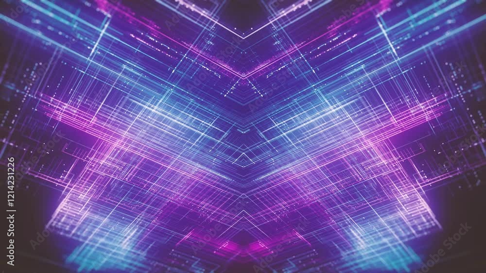 Advanced 3d Technology Digital Neon Grid/ Animation of an abstract technology background with 3d neon grid structure slowly spinning and depth of field blur Advanced 3d Technology Digital Neon Grid/ Animation of an abstract technology background with 3d neon grid structure slowly spinning and depth of field blur