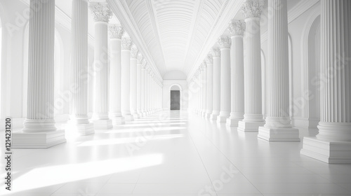 Elegant white architectural hall with classical columns