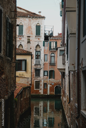 Beautiful canal in Venice  colorful houses and canals