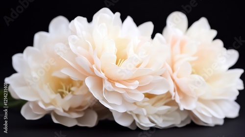 Soft Pink Peony Blossoms in Full Bloom on Dramatic Dark Background : Generative AI photo