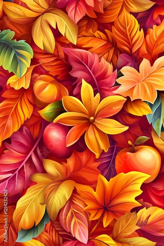 Wallpaper Mural Vibrant Autumn Background with Deep Red Hues Torontodigital.ca