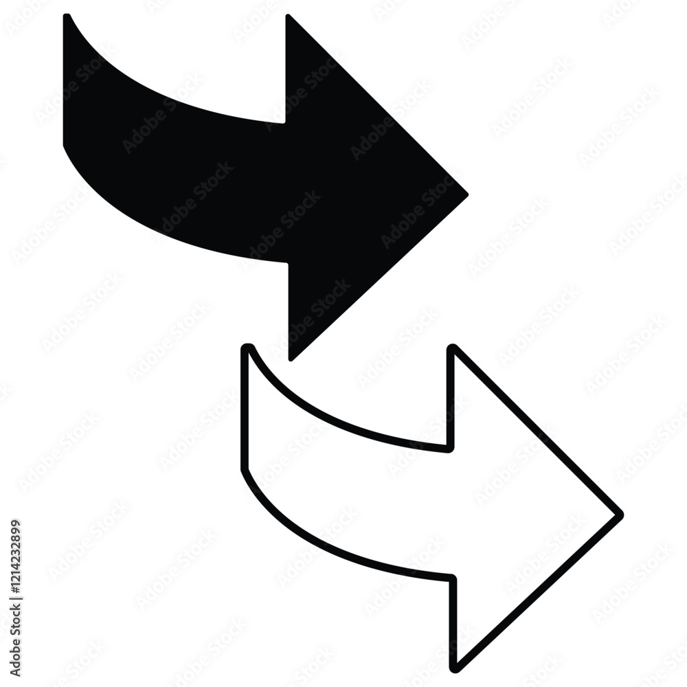 Black arrows, Curved arrows. Line Curved arrow pointing right. Rotate around set icon. Circle signs arrow, Vector illustration. Black arrows, Curved arrows. Line Curved arrow pointing right. Rotate around set icon. Circle signs arrow, Vector illustration.