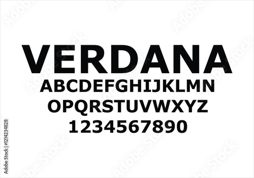 Verdana font for logo and headline. Isolated vector typeset