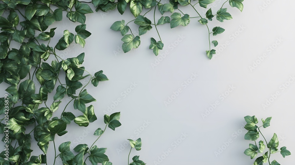 Lush Green Vines Frame White Background Lush Green Vines Frame White Background
