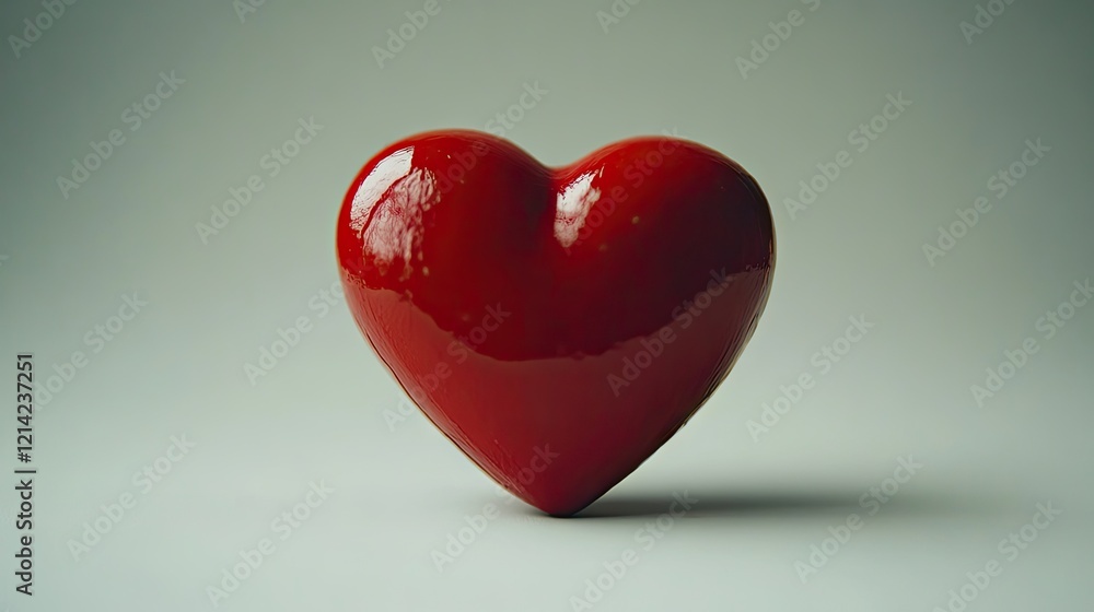 Fototapeta premium A classic red heart icon displayed on a white background, symbolizing passion and care --chaos 10