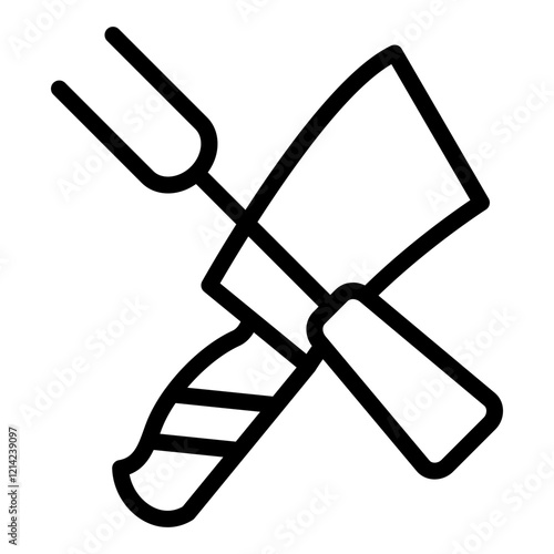 Meat cleaver and fork Vector Design Icon Style