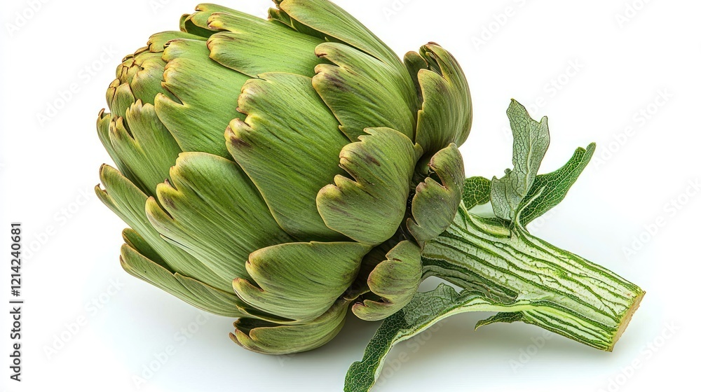 Vibrant Green Artichoke on White Background Vibrant Green Artichoke on White Background