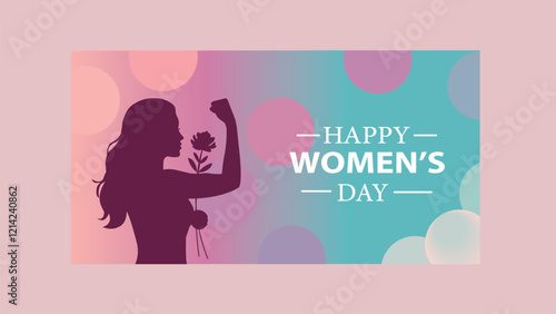 Happy Women's Day with Empowering Silhouette and Floral Design