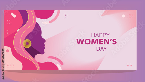 Happy Women's Day with Vibrant Feminine Silhouette Design