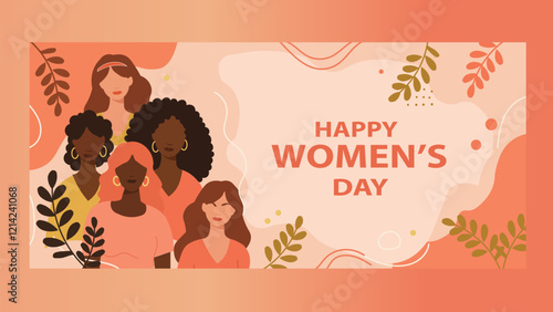 Happy Women's Day Greeting with Diverse Women and Warm Tones