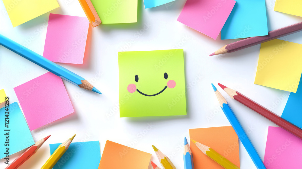 Fun paper stickers with pencils Fun paper stickers with pencils