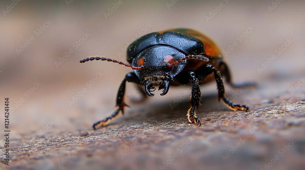 Close Capture of Colorful Beetle on Rocky Surface Natural Habitat and Detail : Generative AI Close Capture of Colorful Beetle on Rocky Surface Natural Habitat and Detail : Generative AI