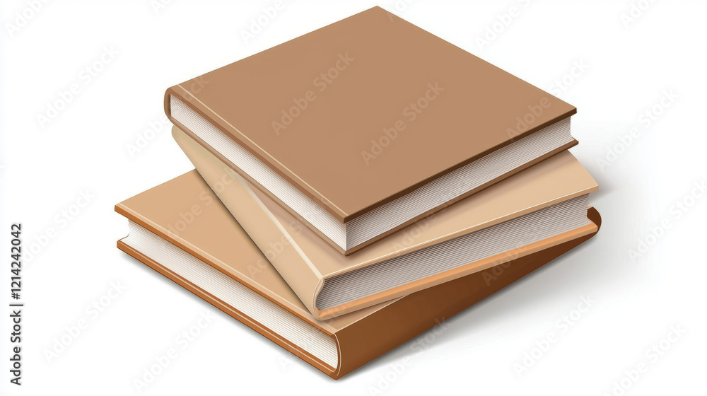 stacked books in light brown on a white background stacked books in light brown on a white background