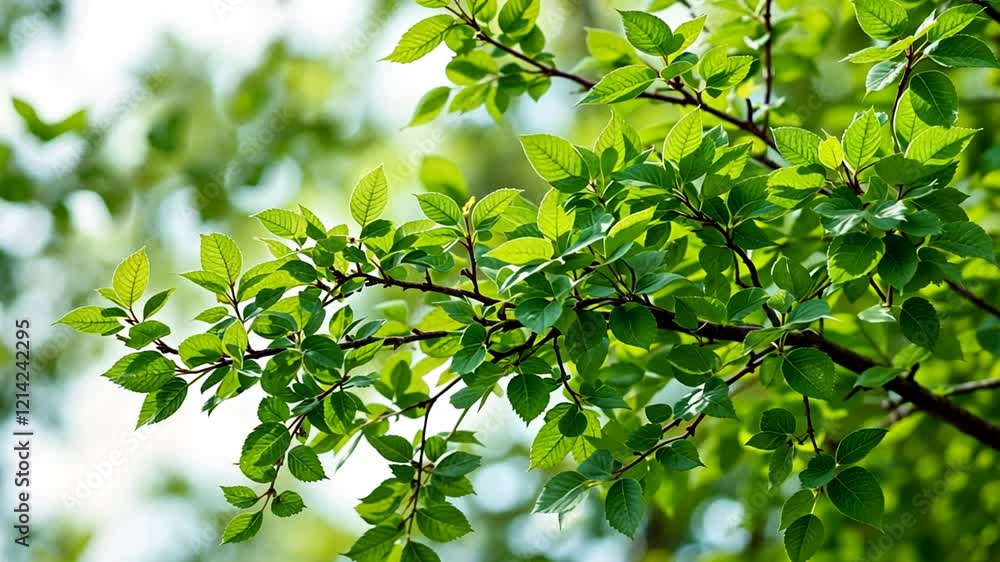 Vibrant Green Leaves Spring Branch Sunlight Nature Background Vibrant Green Leaves Spring Branch Sunlight Nature Background
