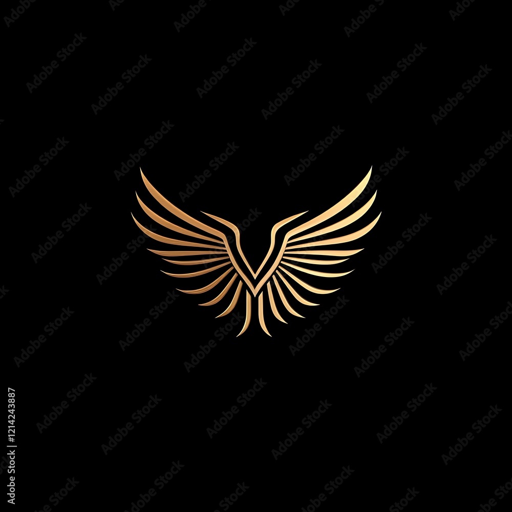 Obraz premium Metallic eagle art with golden wings and a dark canvas