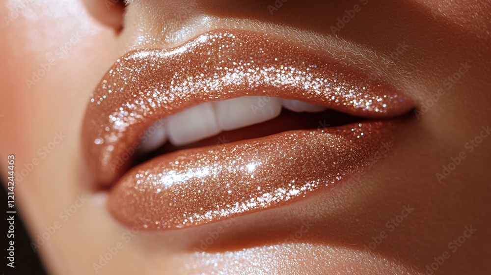 Fototapeta premium Glamorous close-up of lips adorned with luxurious makeup, featuring smooth, rich color and a high-end, polished finish.