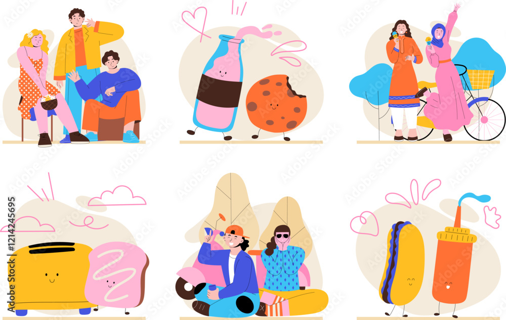 Fototapeta premium Hand drawn friendship day mini compositions
