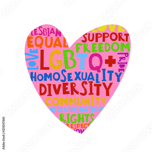 Vibrant Gay Rights word cloud with colorful typography,