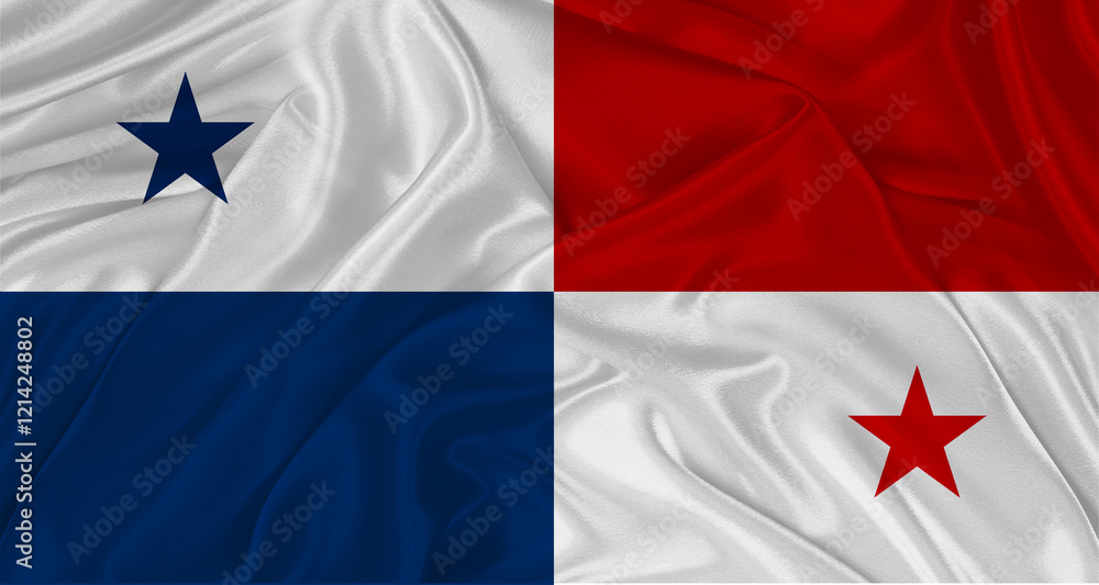 Panamanian flag with fabric texture. Realistic flag of Panama waving Panamanian flag with fabric texture. Realistic flag of Panama waving