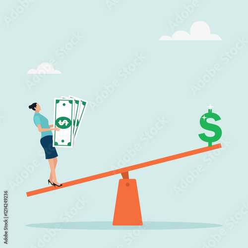 Leverage concept. Investors borrow money from others to use the swing to make big dollar signs. The concept of potential profitability.	