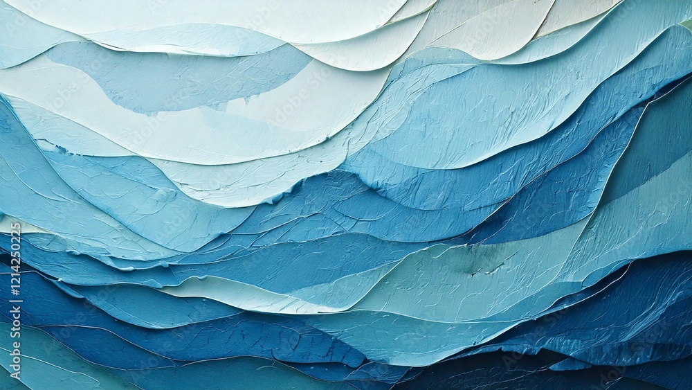 Obraz premium しわしわの和紙の背景素材 水色 古びた紙 レトロ 正月 こどもの日 七五三 和風 パターン AI生成素材