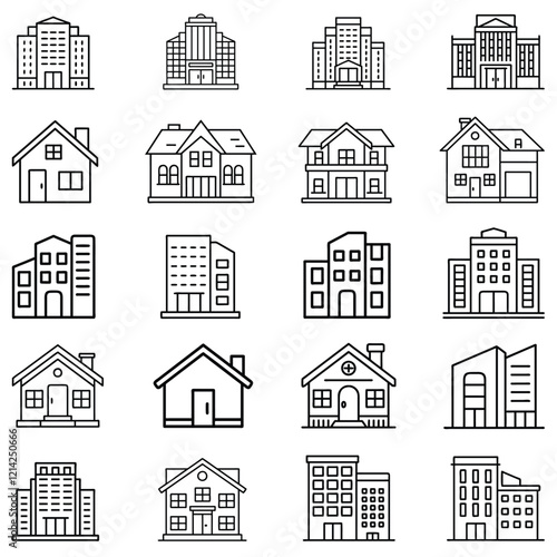 collection of building icon logo clipart, Building Icon design sublimation,  Building Icon illustration
