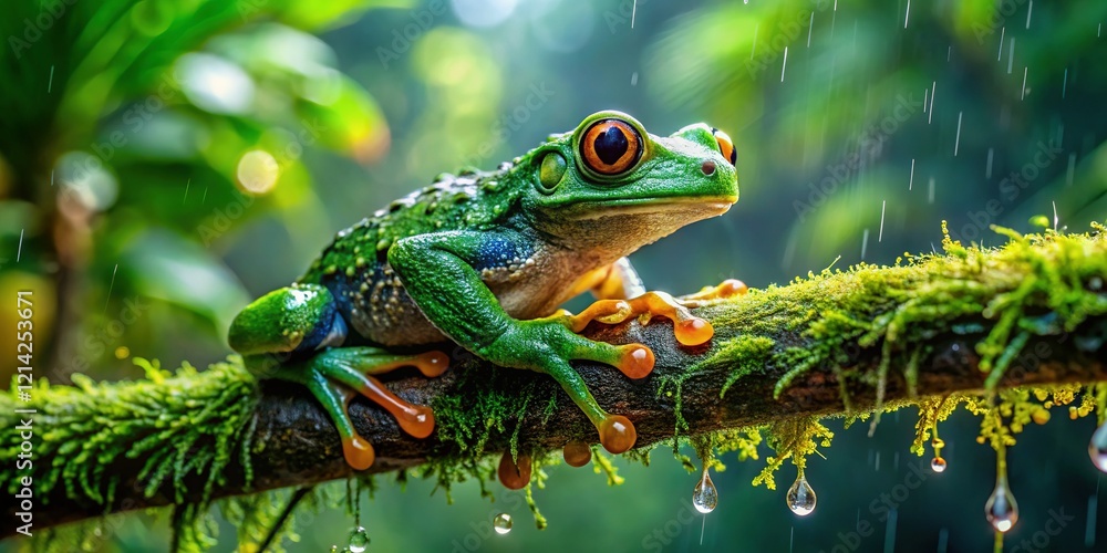 Vietnamese Mossy Frog Long Exposure Photography - Green Amphibian in Rainforest Vietnamese Mossy Frog Long Exposure Photography - Green Amphibian in Rainforest