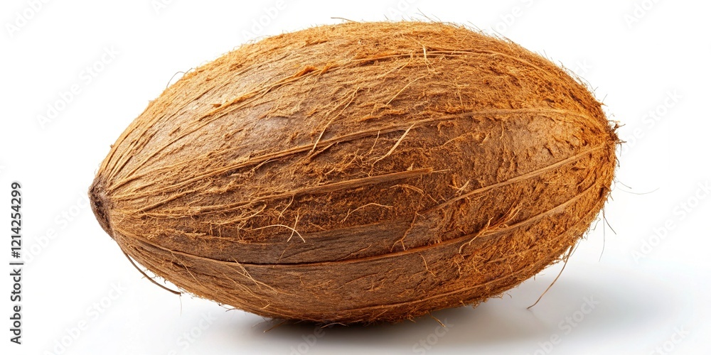 Whole Coconut Isolated on White Background - Tropical Fruit Stock Photo Whole Coconut Isolated on White Background - Tropical Fruit Stock Photo