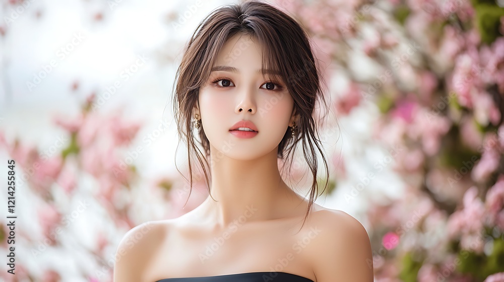 Woman, cherry blossoms, spring, portrait, beauty Woman, cherry blossoms, spring, portrait, beauty