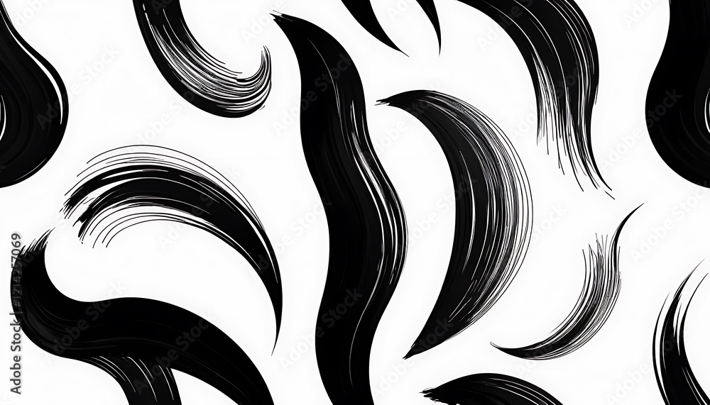 Obraz premium Abstract Black Brush Strokes White Background