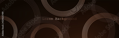 Premium background design with mocha mousse line pattern (texture) in luxury pastel colour. Abstract horizontal vector template for business banner.dark brown background with golden brown circles. 