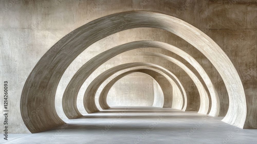Obraz premium Abstract Architectural Corridor with Repeating Arches