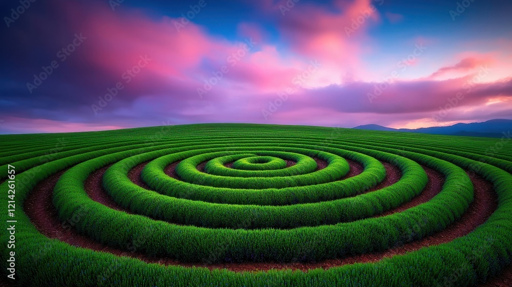 Serene Spiral Lavender Field at Sunrise Stunning Nature Landscape Photography Serene Spiral Lavender Field at Sunrise Stunning Nature Landscape Photography