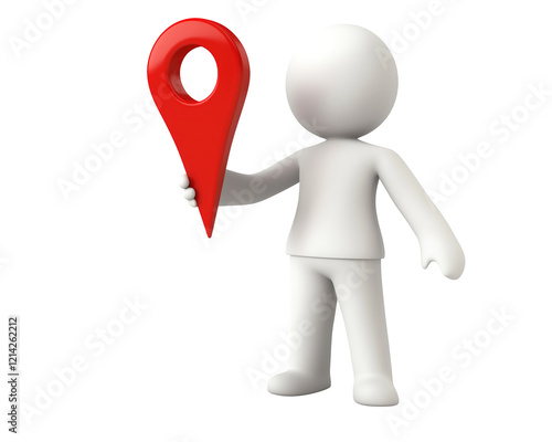 3D Character Holding Location Pin