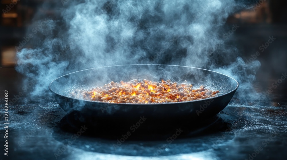 Steaming food, wok, kitchen, cooking, restaurant, smoky, hot, delicious, stir-fry, culinary Steaming food, wok, kitchen, cooking, restaurant, smoky, hot, delicious, stir-fry, culinary