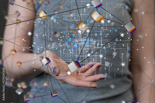 Futuristic in Industry 4.0 and business virtual diagram